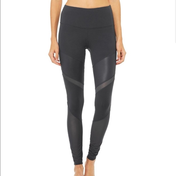 Alo Pants - Alo Yoga Sheila High-Waisted Mesh Leggings Black Size Small